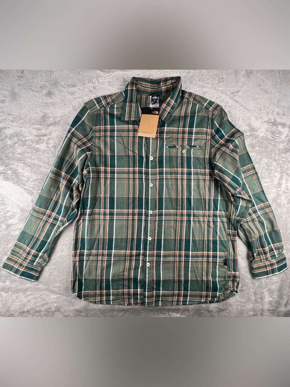 North Face Shirt Mens XL Green Plaid Junction Woven Long Sleeve Cotton Flannel